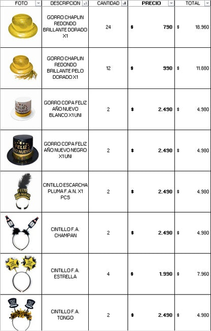 PACK DON COTILLON PRO AÑO NUEVO 50 PERSONAS