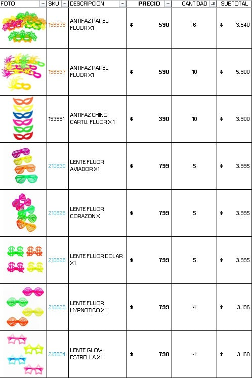 Pack 100 invitados flúor luminoso