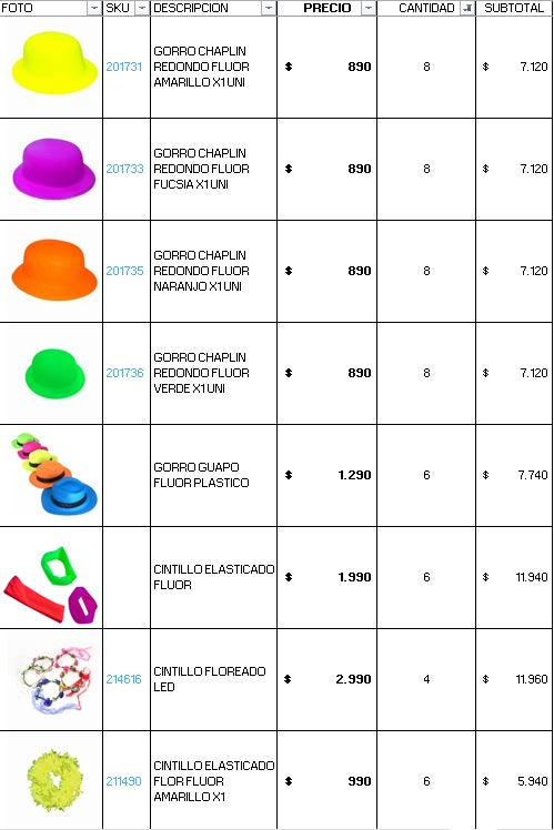 Pack 120 invitados flúor luminoso