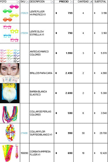 Pack 150 invitados flúor luminoso