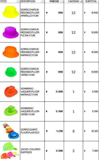 Pack 300 invitados flúor luminoso