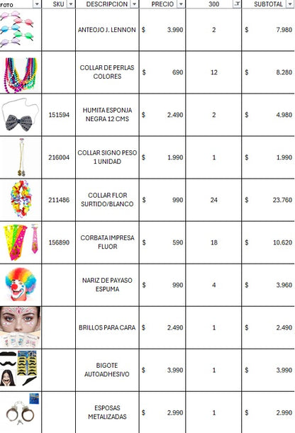 Pack cotillon premium 300 personas