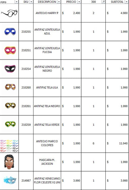 Pack cotillon premium 300 personas