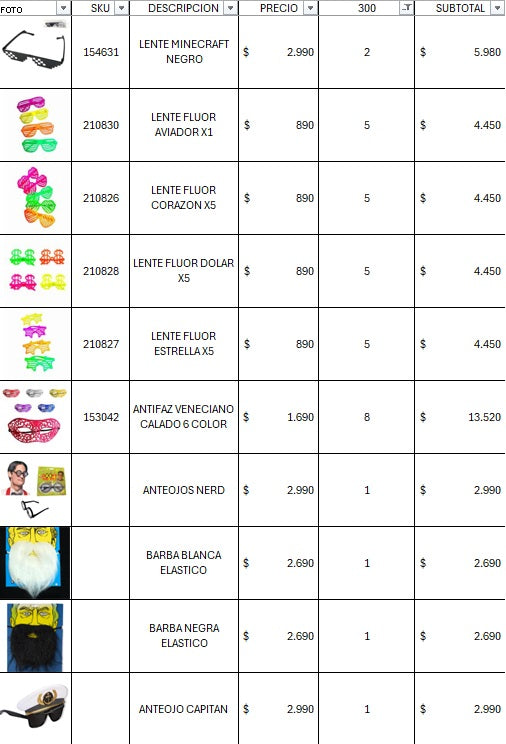 Pack cotillon premium 300 personas