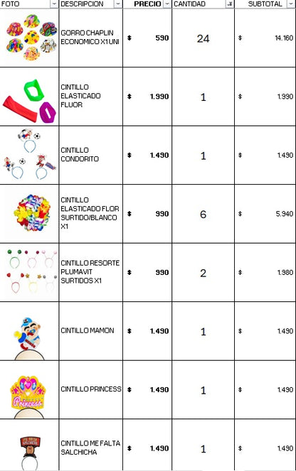 Pack cotillon 50 personas economico