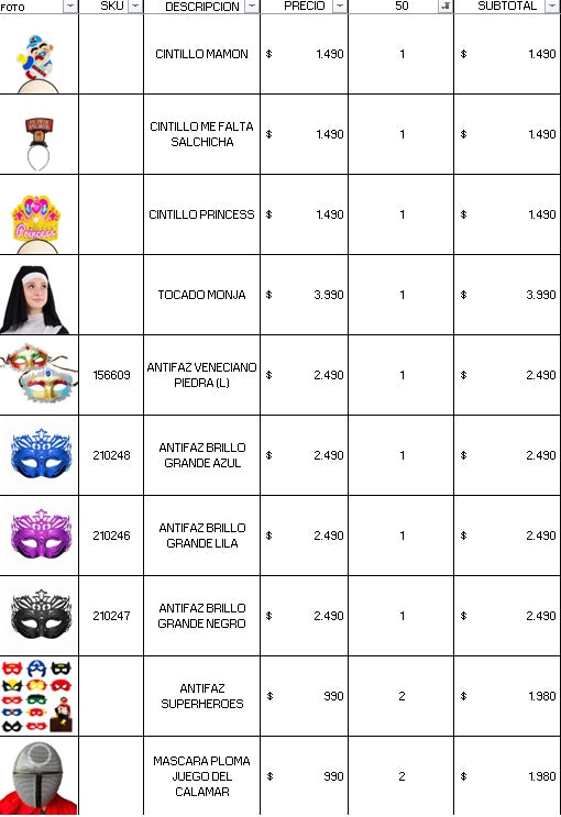 Pack cotillon 50 personas premium
