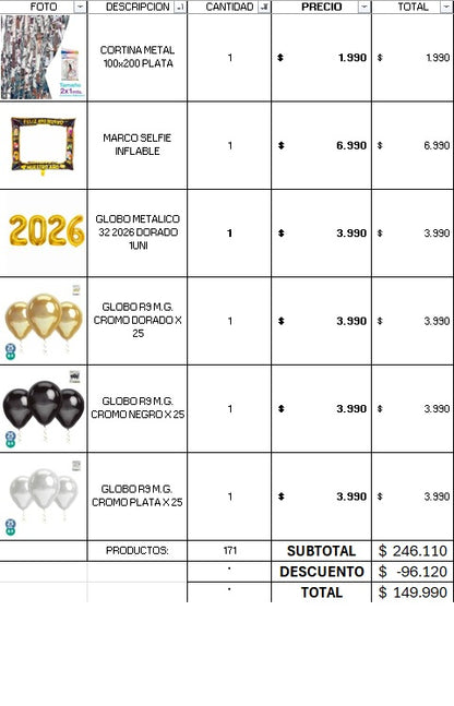 PACK DON COTILLON PRO AÑO NUEVO 50 PERSONAS