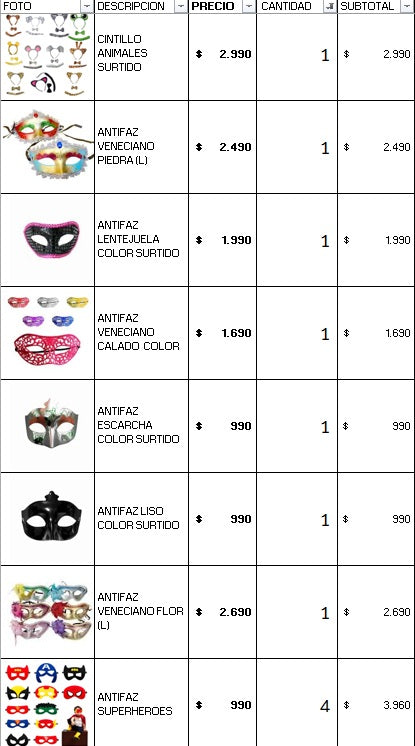 Pack cotillon 50 personas estandar