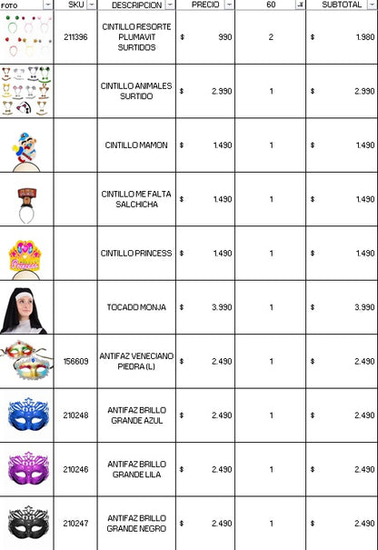 Pack cotillon premium 60 invitados