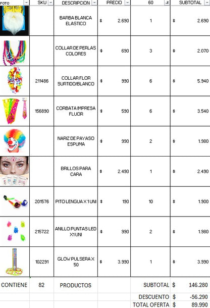 Pack cotillon premium 60 invitados