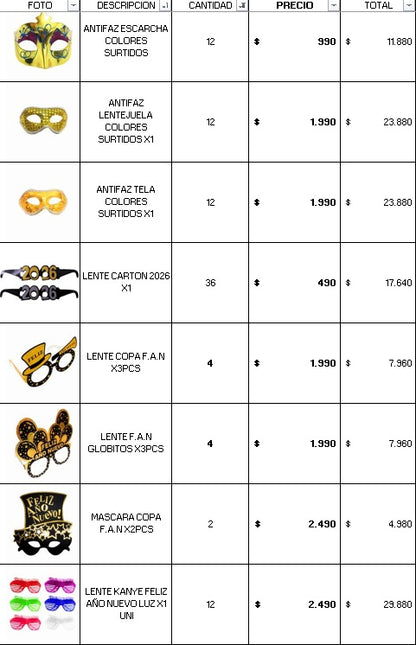 PACK DON COTILLON PRO AÑO NUEVO 100 PERSONAS