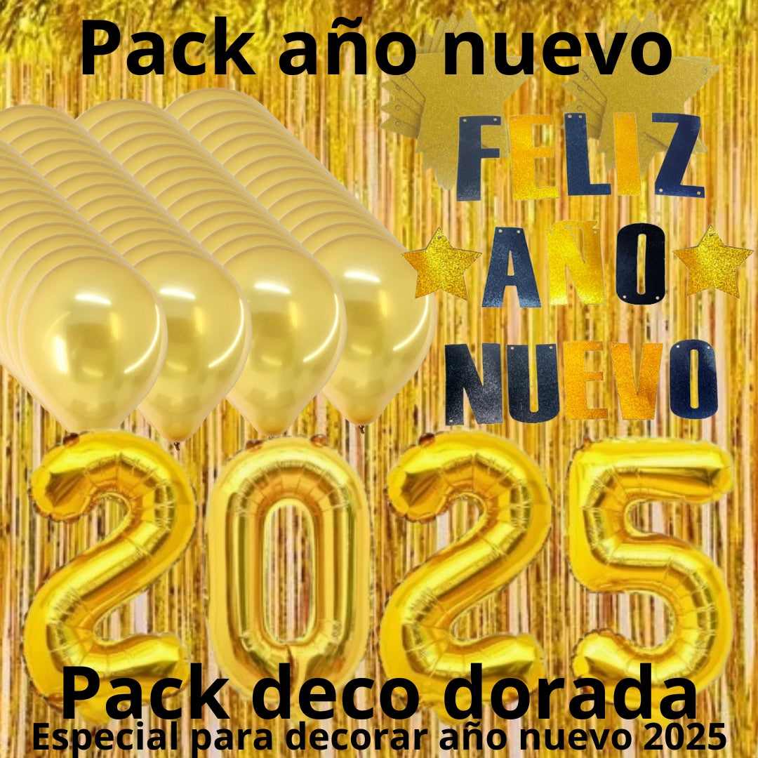 Pack año nuevo deco dorada 2025