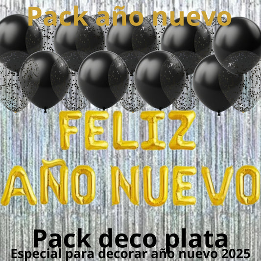 Pack FELIZ AÑO NUEVO Negro con plateado