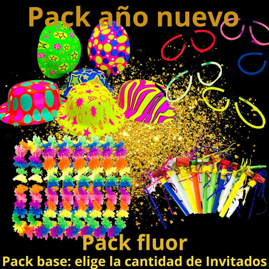 Pack cotillon año nuevo FLUOR 24 articulos