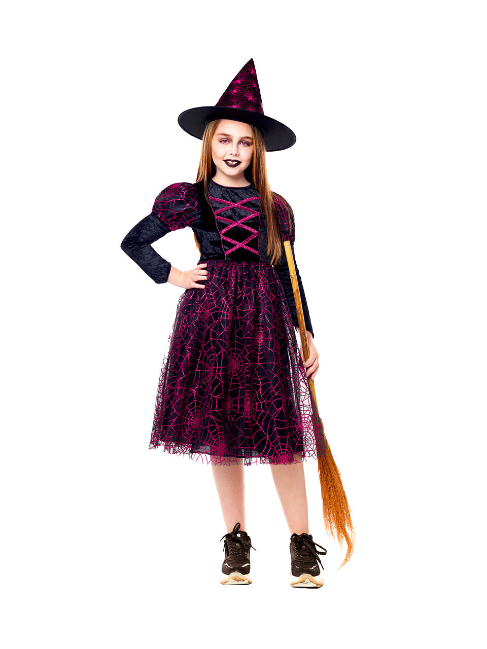 Traje Bruja Telaraña Fucsia 7-9 - Don Cotillon