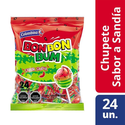Chupete Bon Bon Bum Sandía Colombina 24 unidades