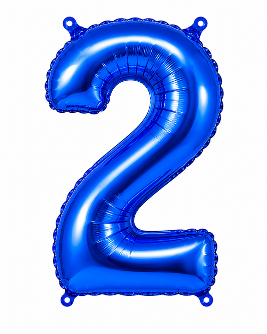 GLOBO DE NUMERO 2 AZUL DE 32"