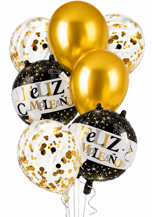 Globo Latex/Mylar Feliz Cumpleaños 7 Unidades - Globos