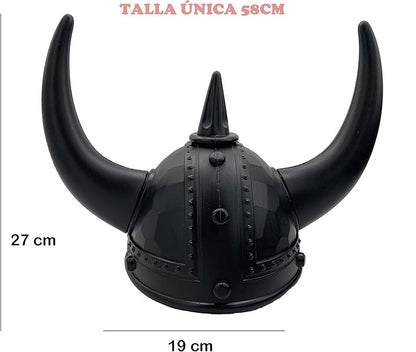 Casco Vikingo con Dos Cuernos de Plástico.