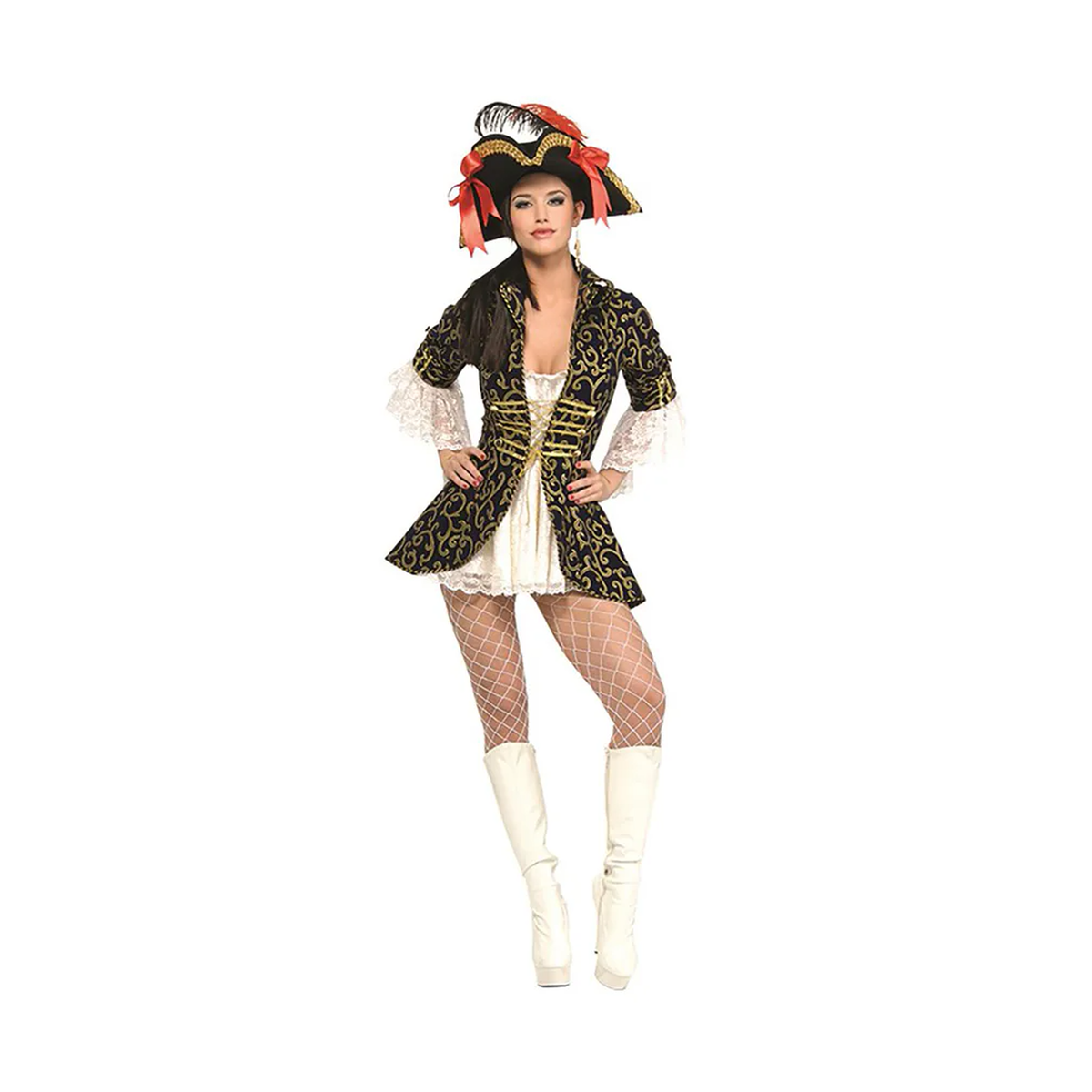 Disfraz Reina Pirata Negro y Dorado Mujer