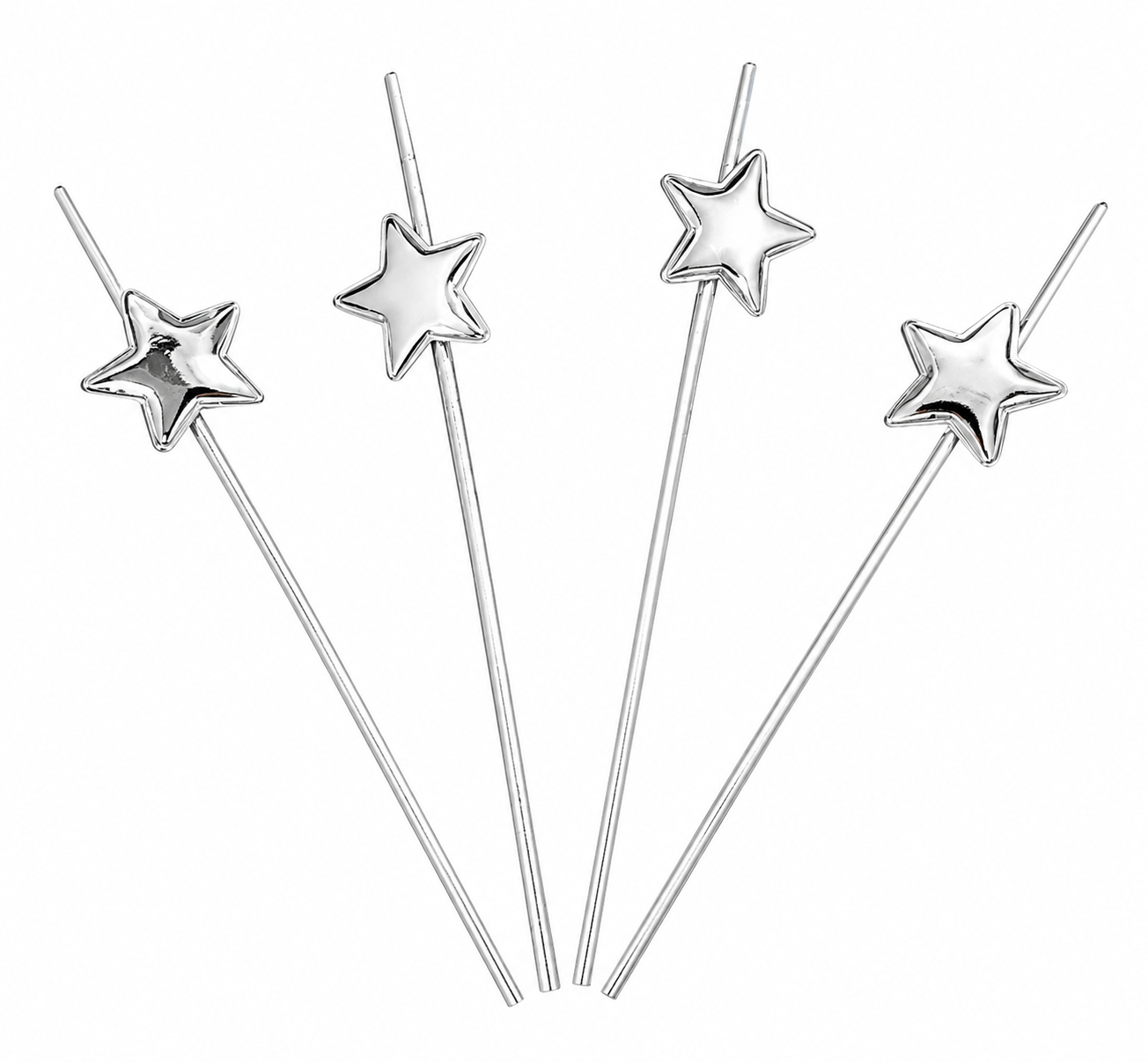 BOMBILLA PAPEL METALIZADA ESTRELLA X4 PLATA
