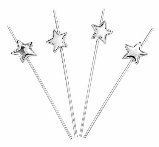 BOMBILLA PAPEL METALIZADA ESTRELLA X4 PLATA