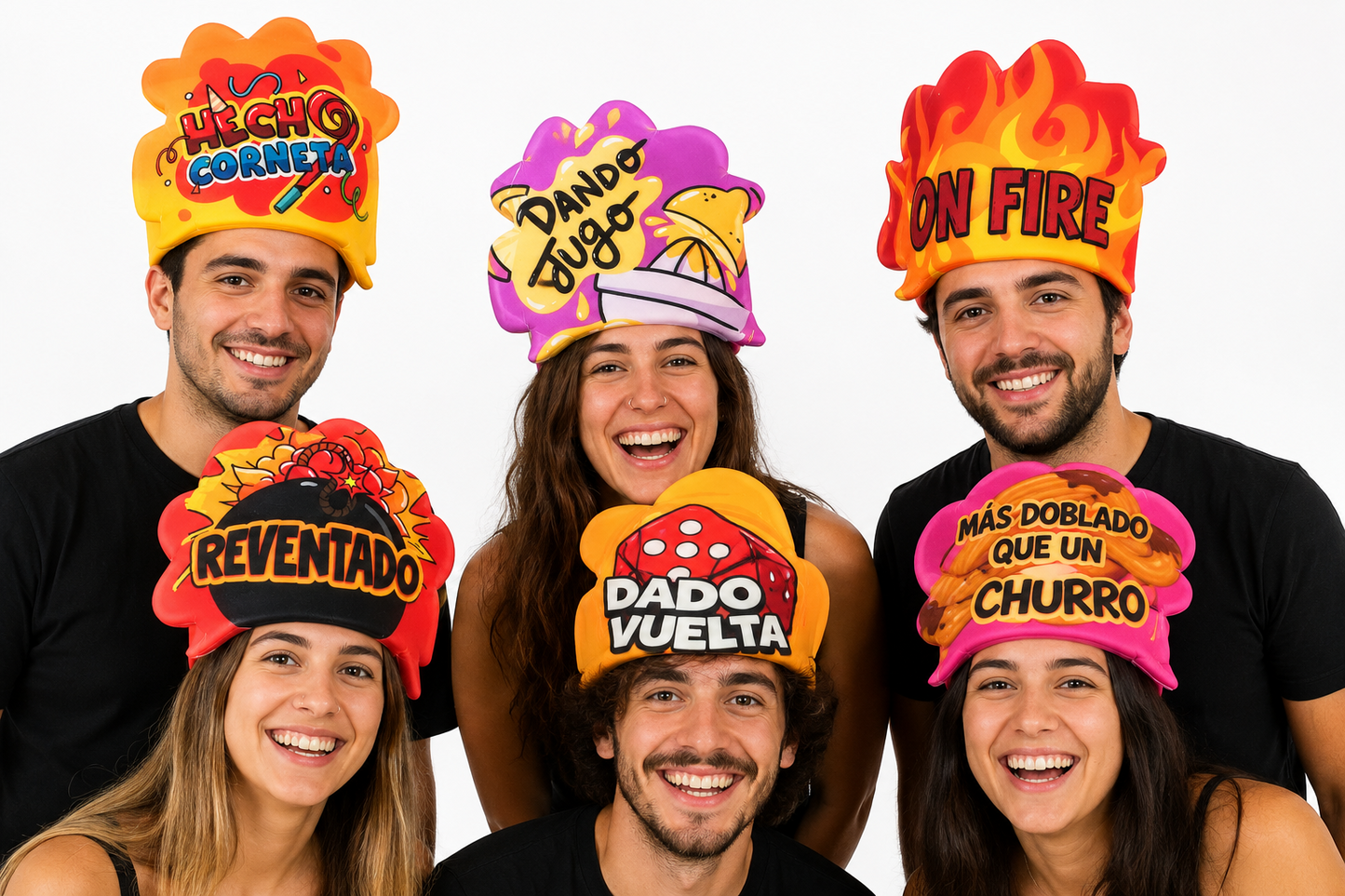 PACK 6 GORROS ESPUMA CON FRASES