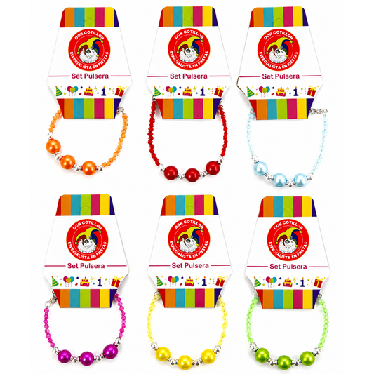 Pulsera Perla Color Con Flor