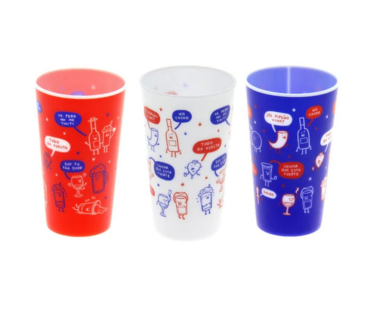 Vasos Reutilizables Dieciocheros Ingesman 480ml x 3 Unidades