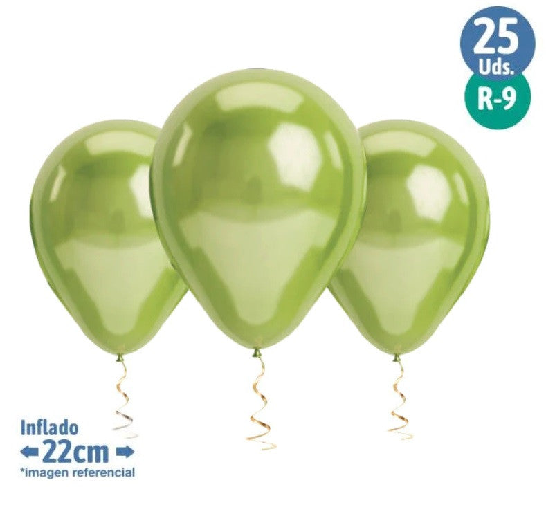 Set 25 Globos cromados verde lima R9