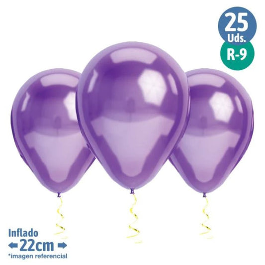 Set 25 Globos cromados violeta R9