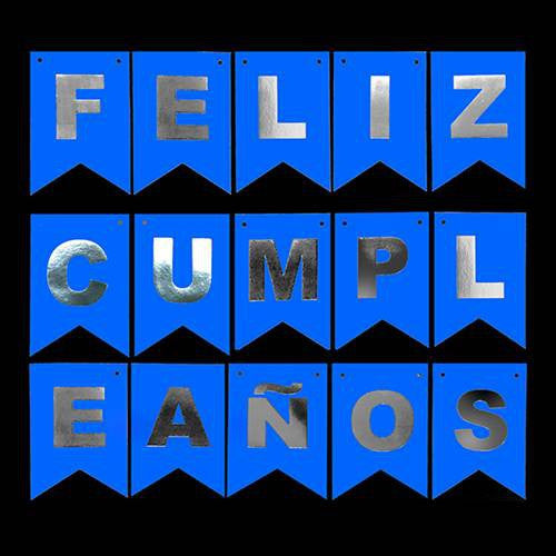 Banner Feliz Cumpleaños Flúor Azul