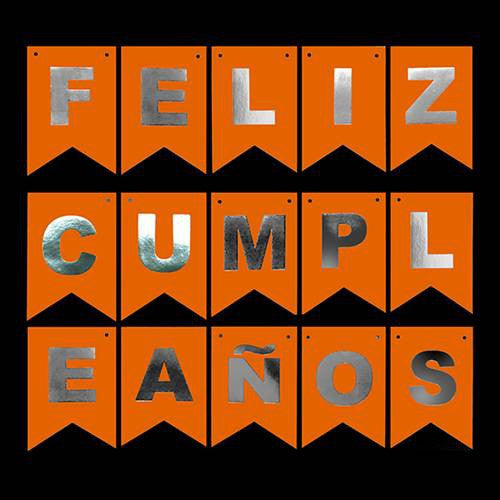 Banner Feliz Cumpleaños Fluor Naranjo