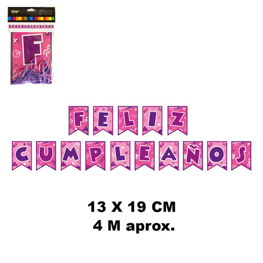 Banner Feliz Cumpleaños Fucsia y Rosa