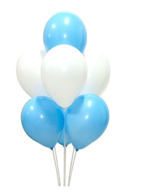 Globo Latex 25 unidades R9 Celeste y Blanco