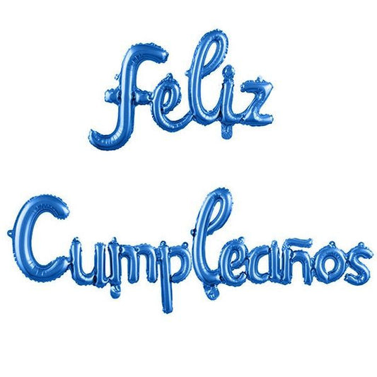 Feliz Cumpleaños Foil Cursiva Azul