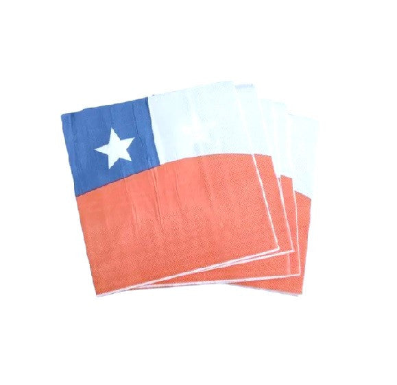 Servilletas Bandera De Chile x 10 unidades