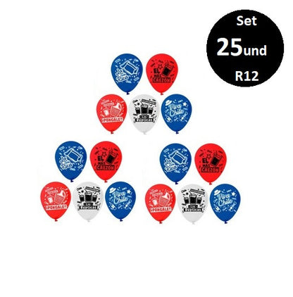 Set 25 globos disenos de Chile