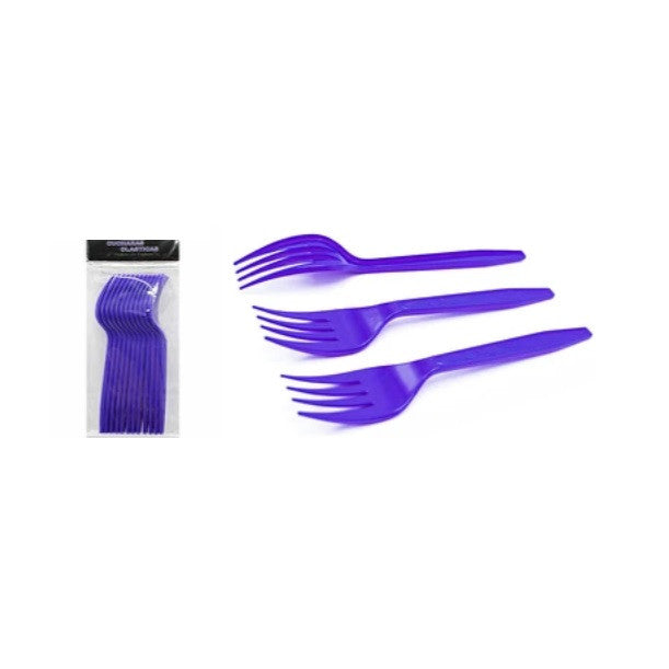 Tenedores Plasticos Color Purpura x 12pcs