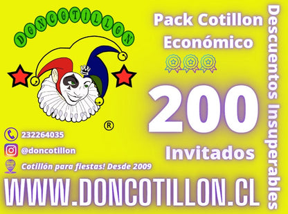 Pack cotillon 200 personas económico